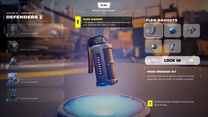Players can choose from 5 flex gadgets to purchase from. Image: Epic Games