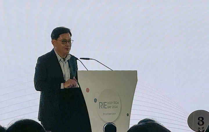 Deputy Prime Minister and Chairman of the National Research Foundation (NRF), Heng Swee Keat, speaking at the launch of National GRIP. Photo: HWZ. 
