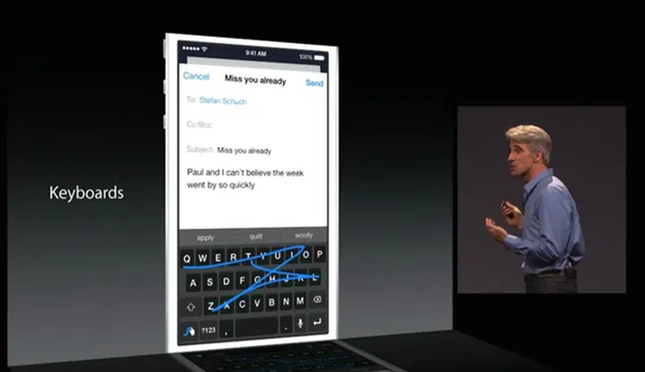 iOS 8 now supports third party keyboards.