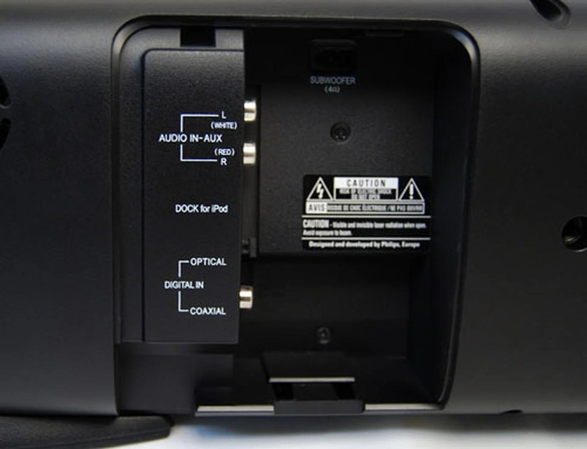 A variety of connectivity options are available for the user to plug in such as audio RCA inputs, as well as optical and coaxial digital inputs.