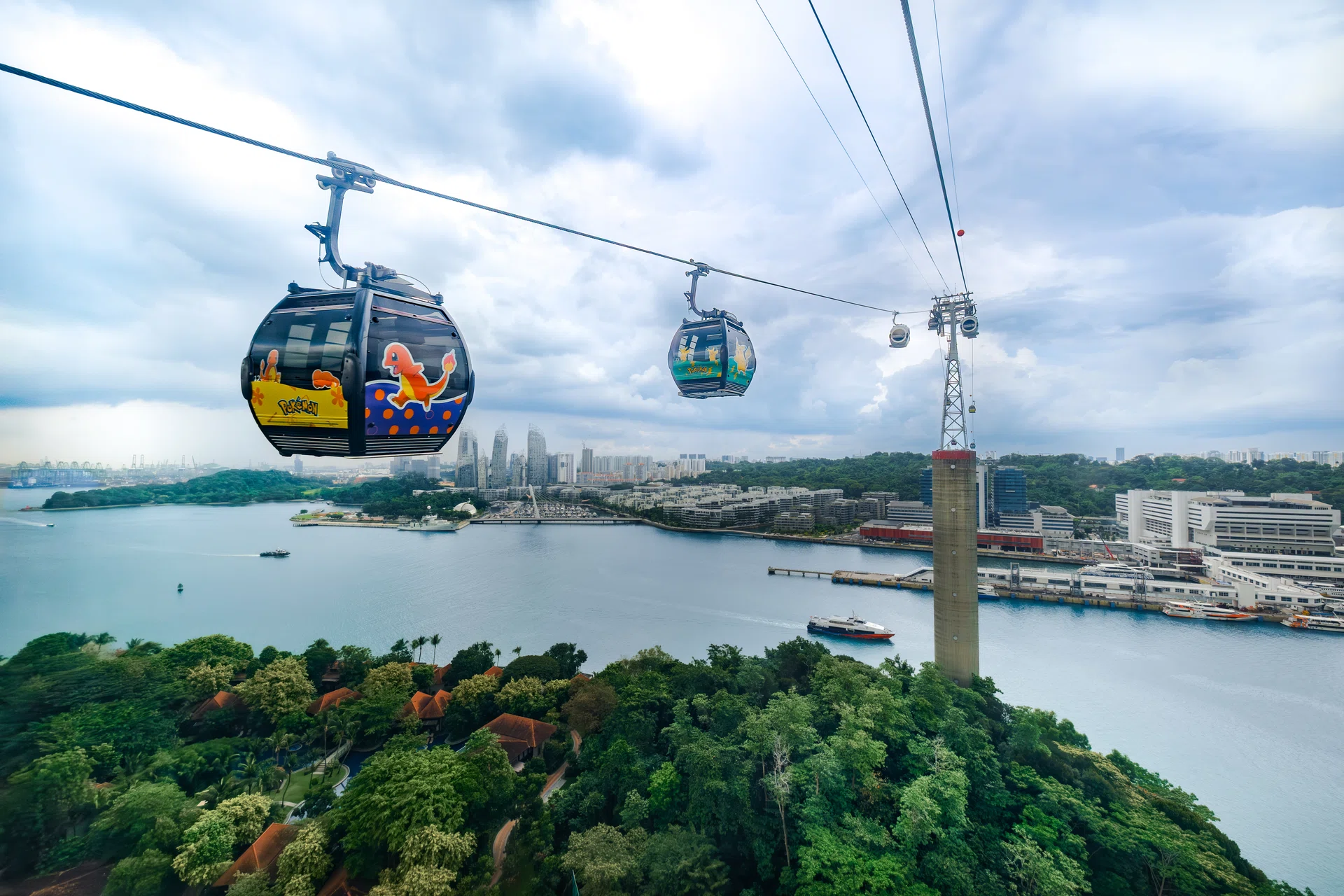Image of the Pokemon-Themed Cable Cars 