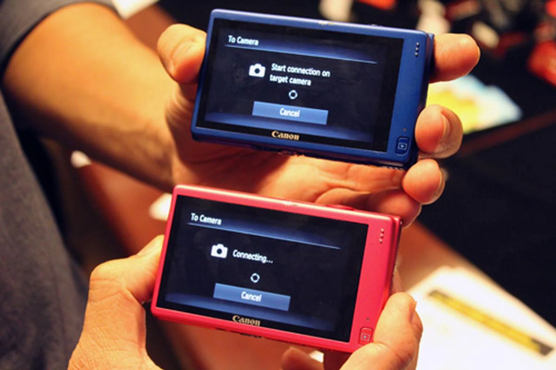 Connecting to another Wi-Fi-capable camera is simple, but note that it only works among Canon cameras as the software stack and implementation differs from one brand to another.