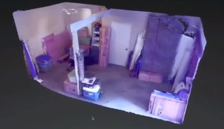 A 3D room rendered from data collected by Tango.