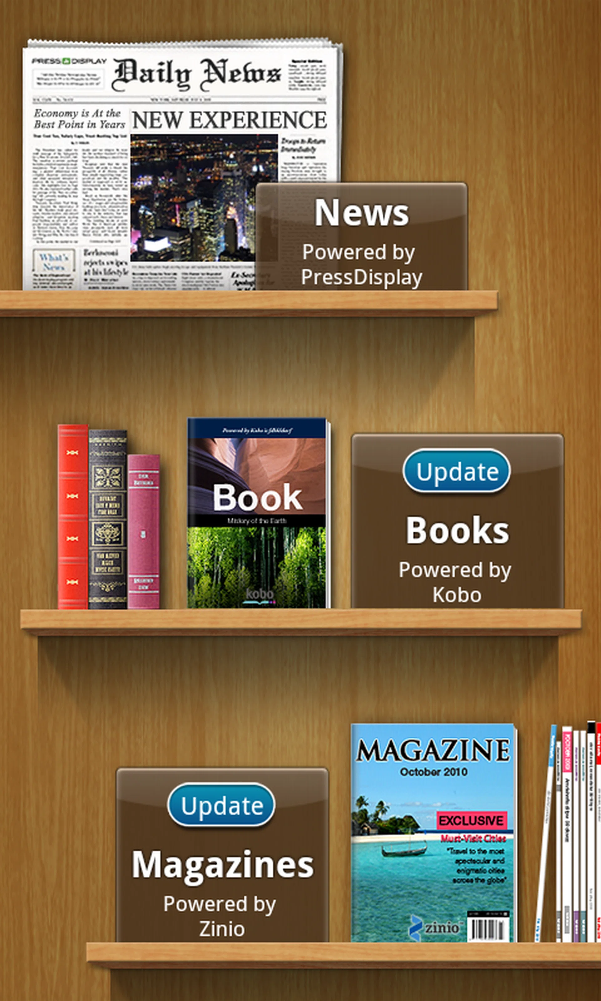 You can convert your Samsung Galaxy S II into a dedicated e-book reader with the Readers Hub. There are book previews to download before buying the actual products, or you can subscribe to digital print media like newspapers or magazines.