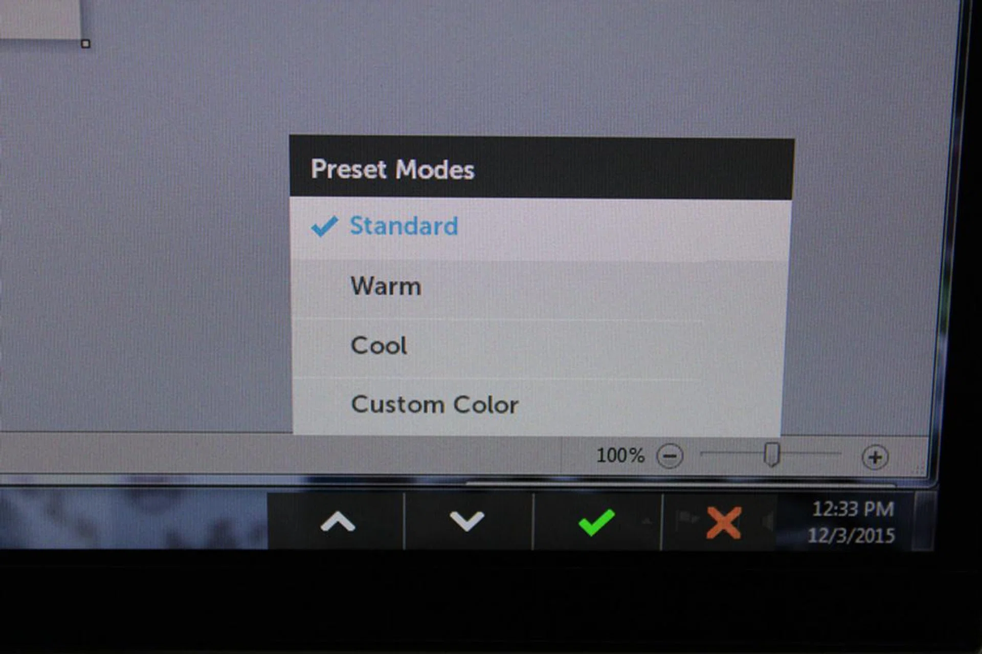 Weirdly, the monitor doesn't have presets. Instead it has different color temperatures you can switch on the fly.