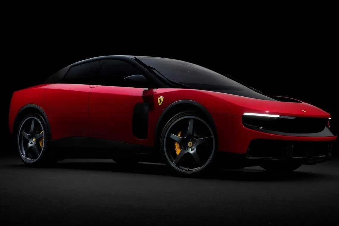 Ferrari Unveils First Electric Model, Shares Drop