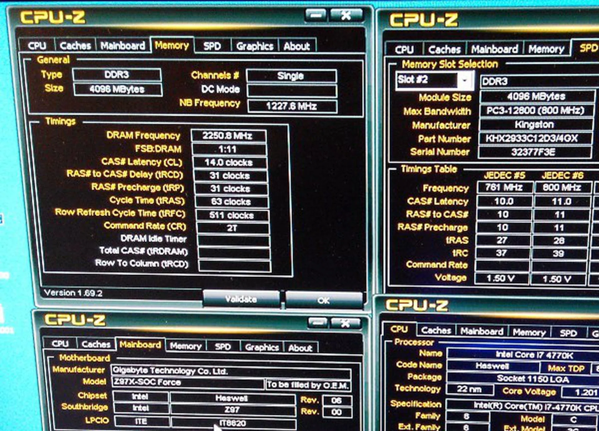 2250.8MHz (4501.6MHz DDR) was the speed achieved using the GA-Z97X-SOC Force LN2 board with Kingston memory, which sets a new memory overclocking record.