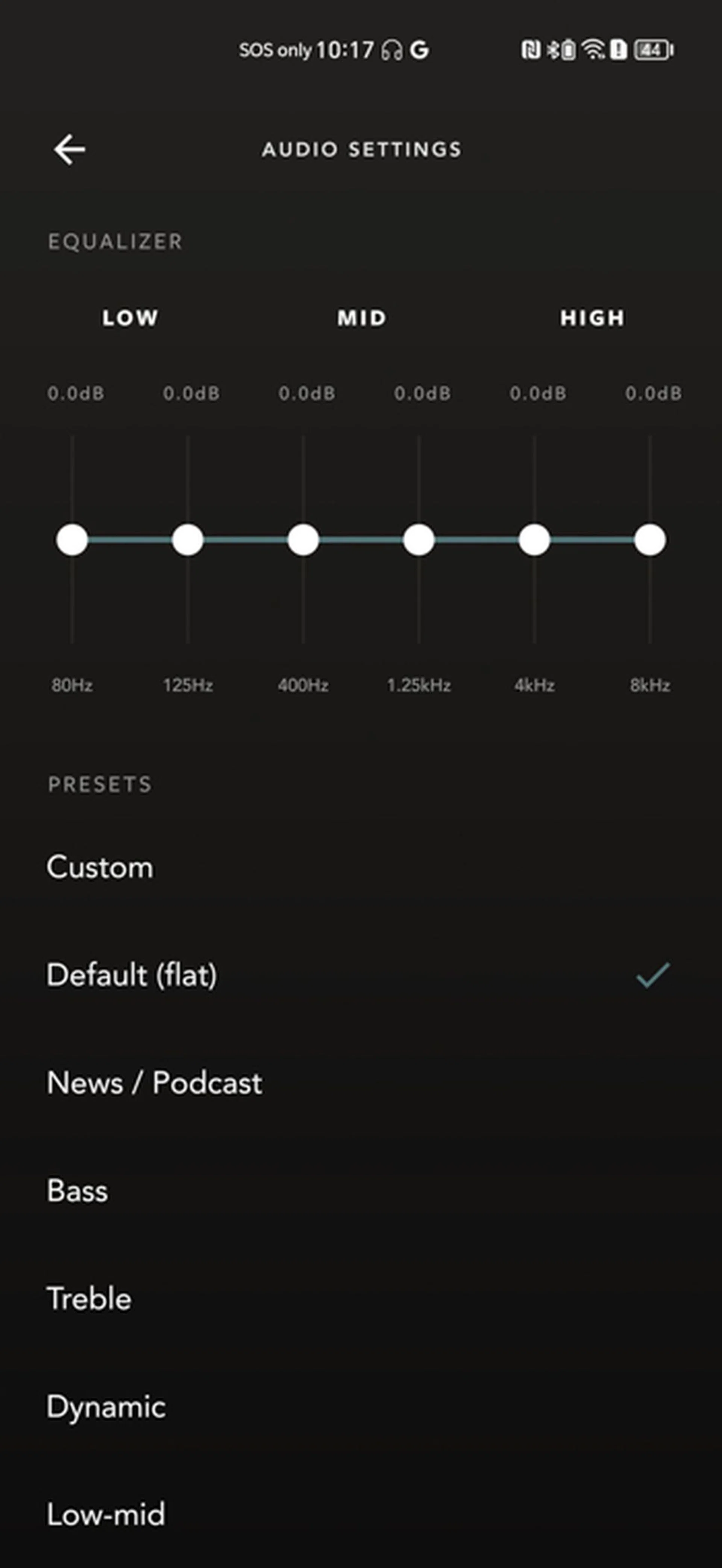 Devialet Gemini app's equalizer.