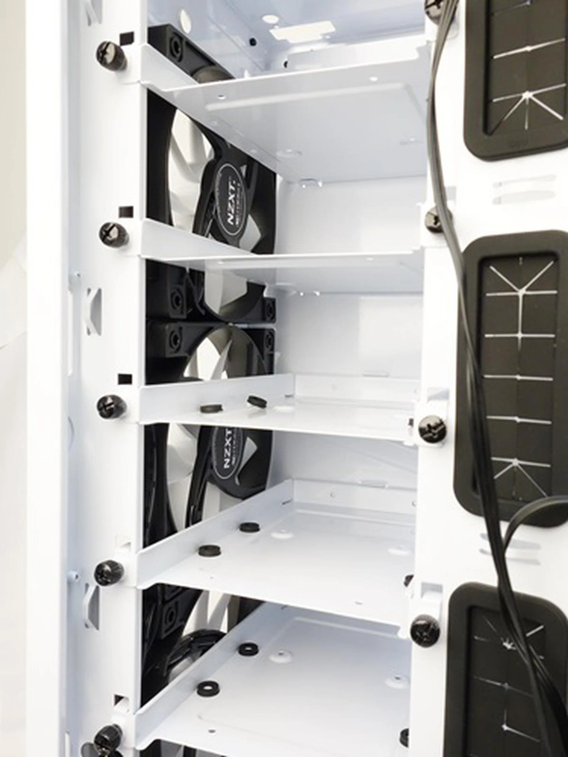 There are five HDD mounting trays in the chassis.