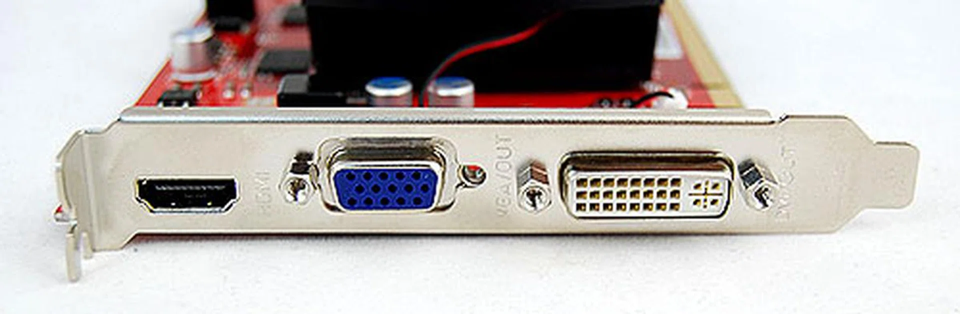 The Palit GeForce GT 220 Sonic also has the same DVI, HDMI and VGA video outputs as the Galaxy GeForce GT 220.