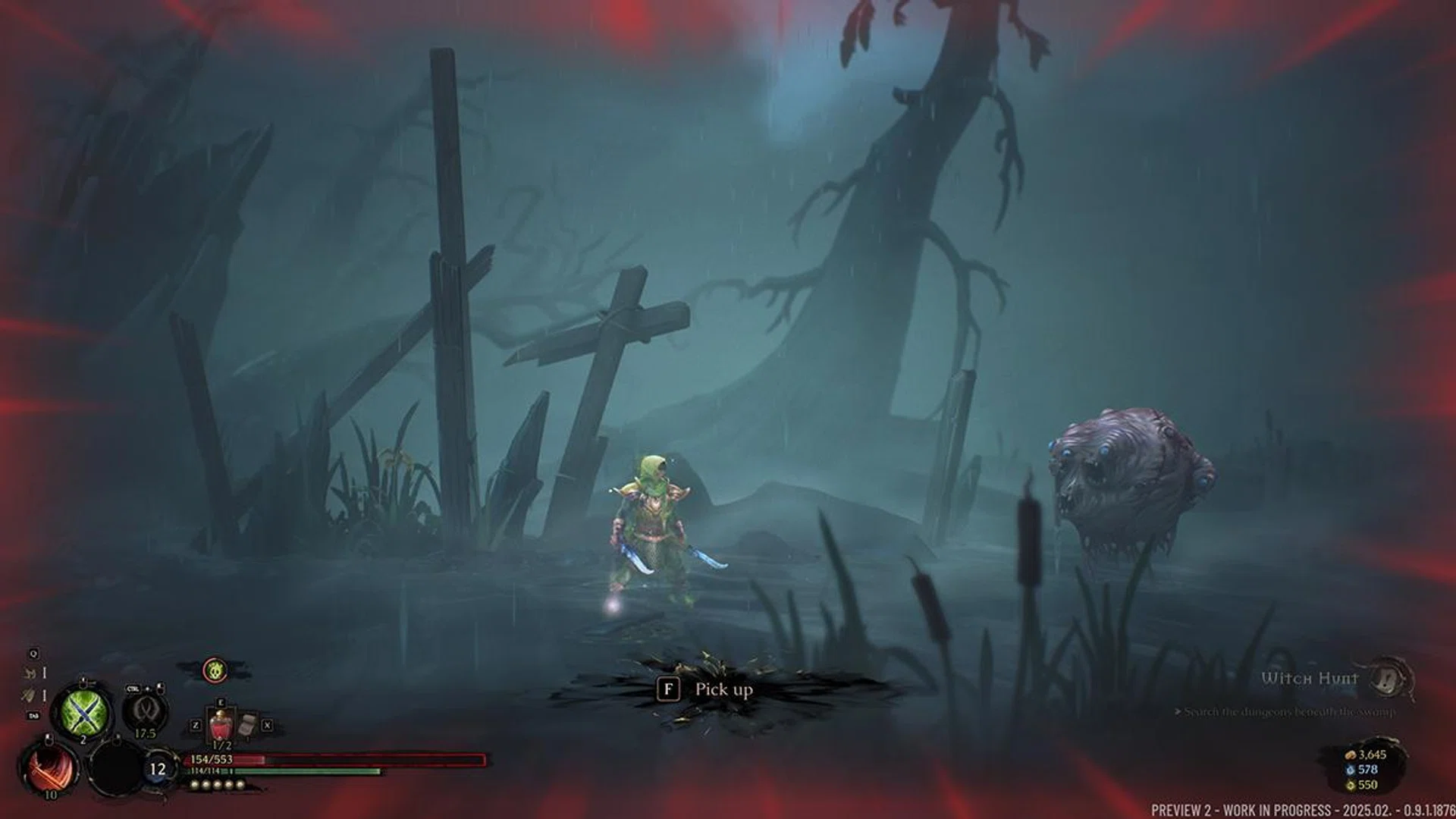 Gravseep Swamp, a desolate and hostile area the game has you explore.