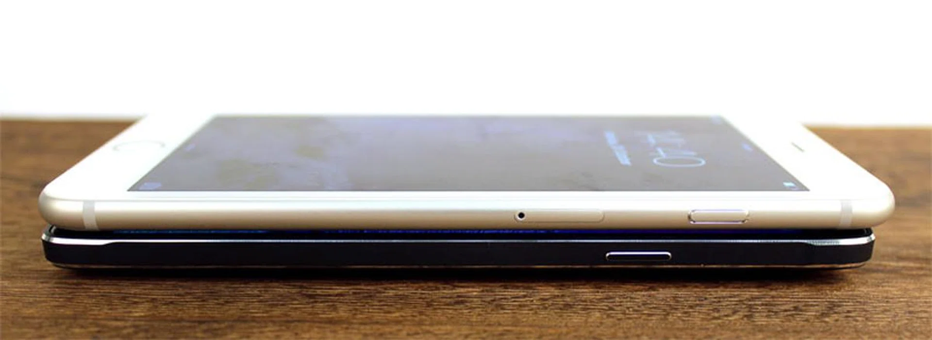 The 6 Plus is quite a bit thinner, but that also means it's harder to grip - especially because of its smooth rounded edges.