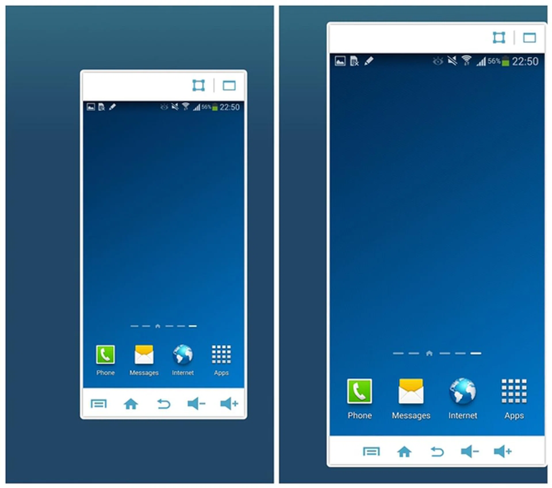 You can adjust the scale of the screen via the square icon, or make it full-screen via the rectangle icon.