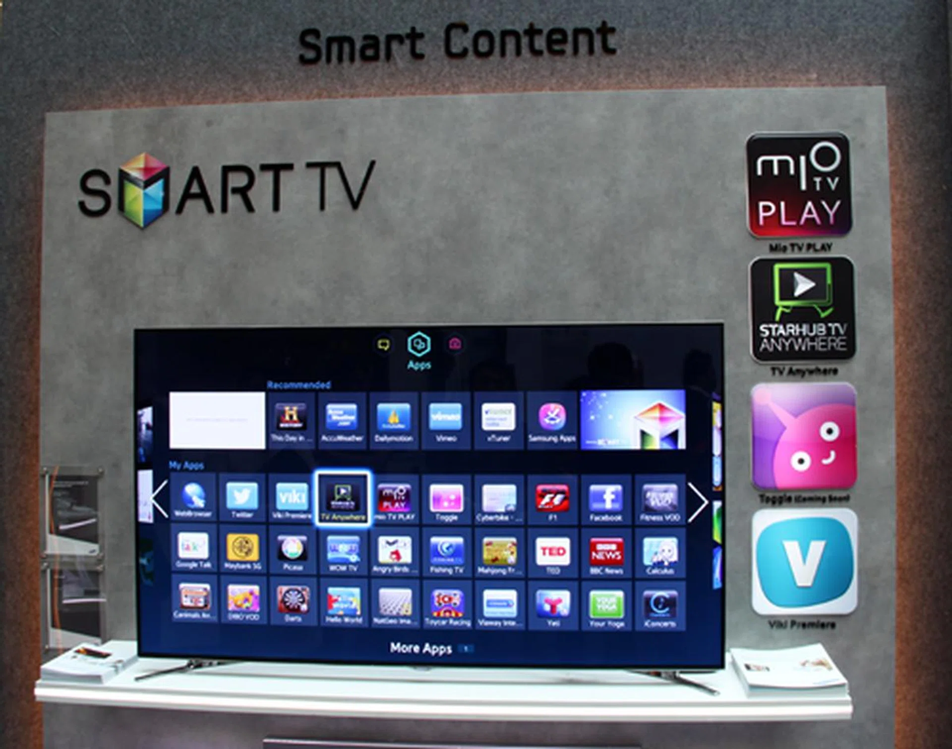 Samsung has partnered with content providers such as Singtel and StarHub to bring local content to their Smart TV platform.