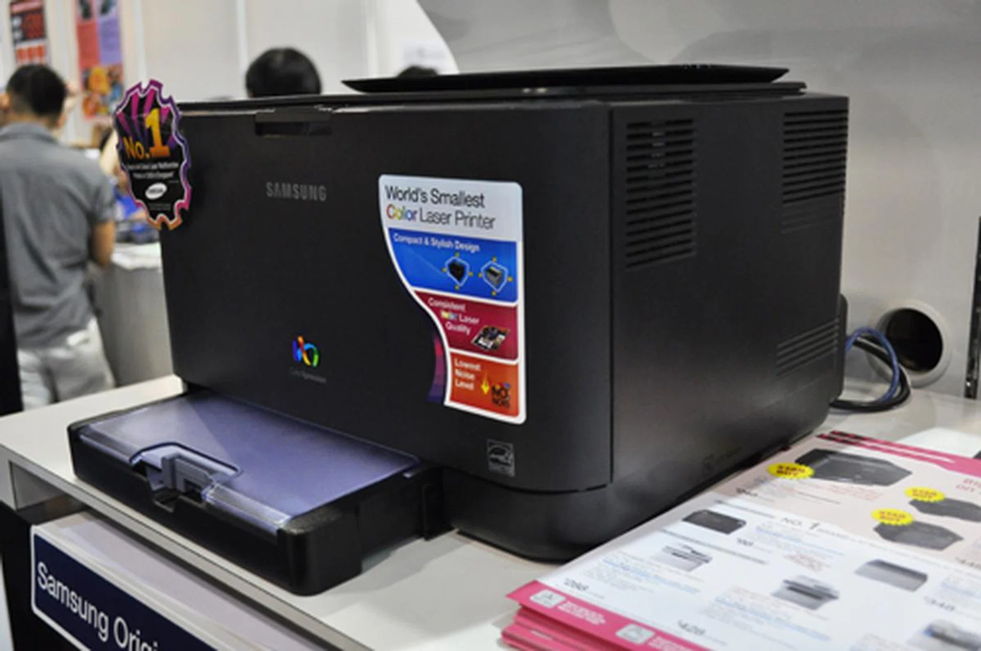 Samsung's printers are also on show, the star buys are the CLP-315 color laser printer at $248 (pictured), the SCX-4300 multi-function mono laser printer at $188 and the CLX-3175 multi-function color laser printer at $448.
