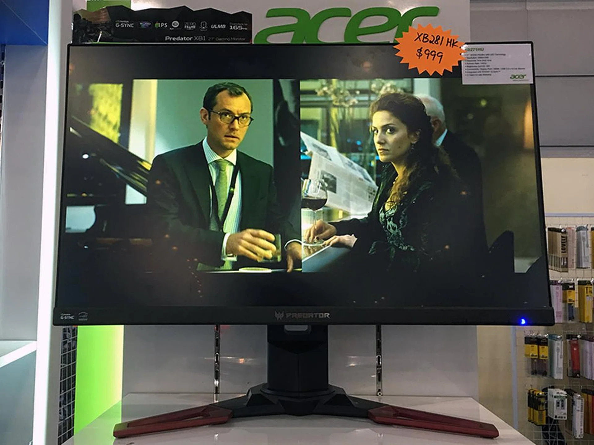 The Acer Predator XB281HK is a 28-inch 4K gaming monitor with NVIDIA G-Sync support for smooth gaming. Supports HDMI and DisplayPort connectivity, and has a built-in USB 3.0 hub with 4 downlink ports. Going for $999, down from $1,199 at this PC Show.