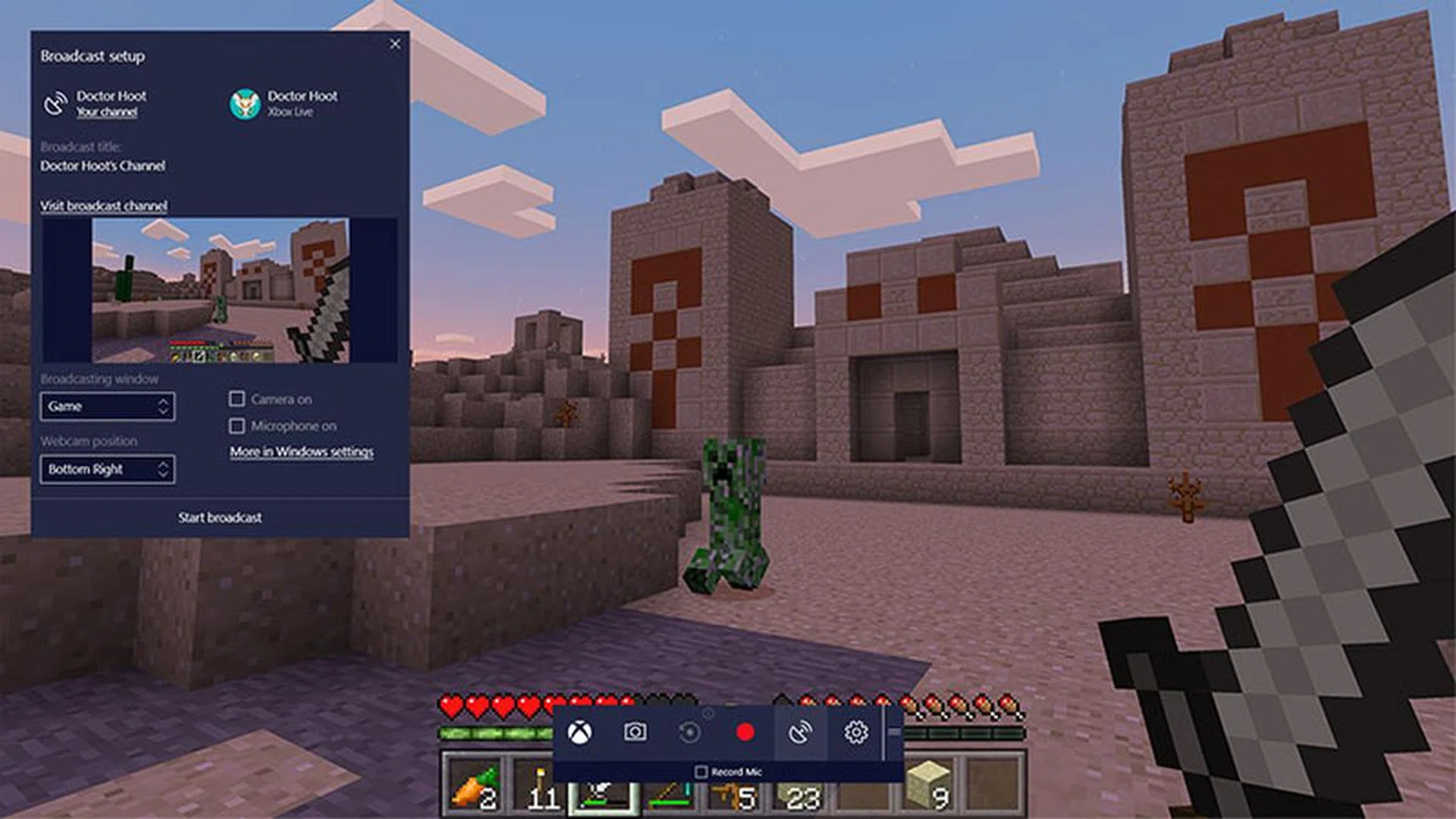 Built-in game broadcasting is coming in the Creators Update.