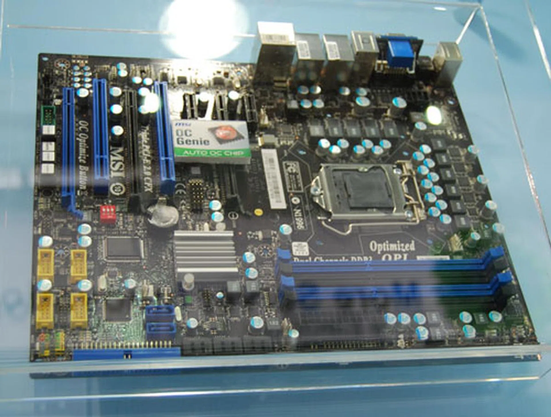 The more extreme P55-GD80 from MSI has an extra graphics slot for 3-way CrossFire/SLI, along with more SATA ports.