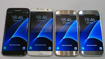 The Samsung Galaxy S7 edge (left) and the Galaxy S7 (right).