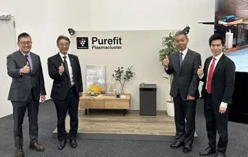 Sharp's key executive celebrating the launch of the Purefit Plasmacluster Air Purifier. Image source: Sharp.