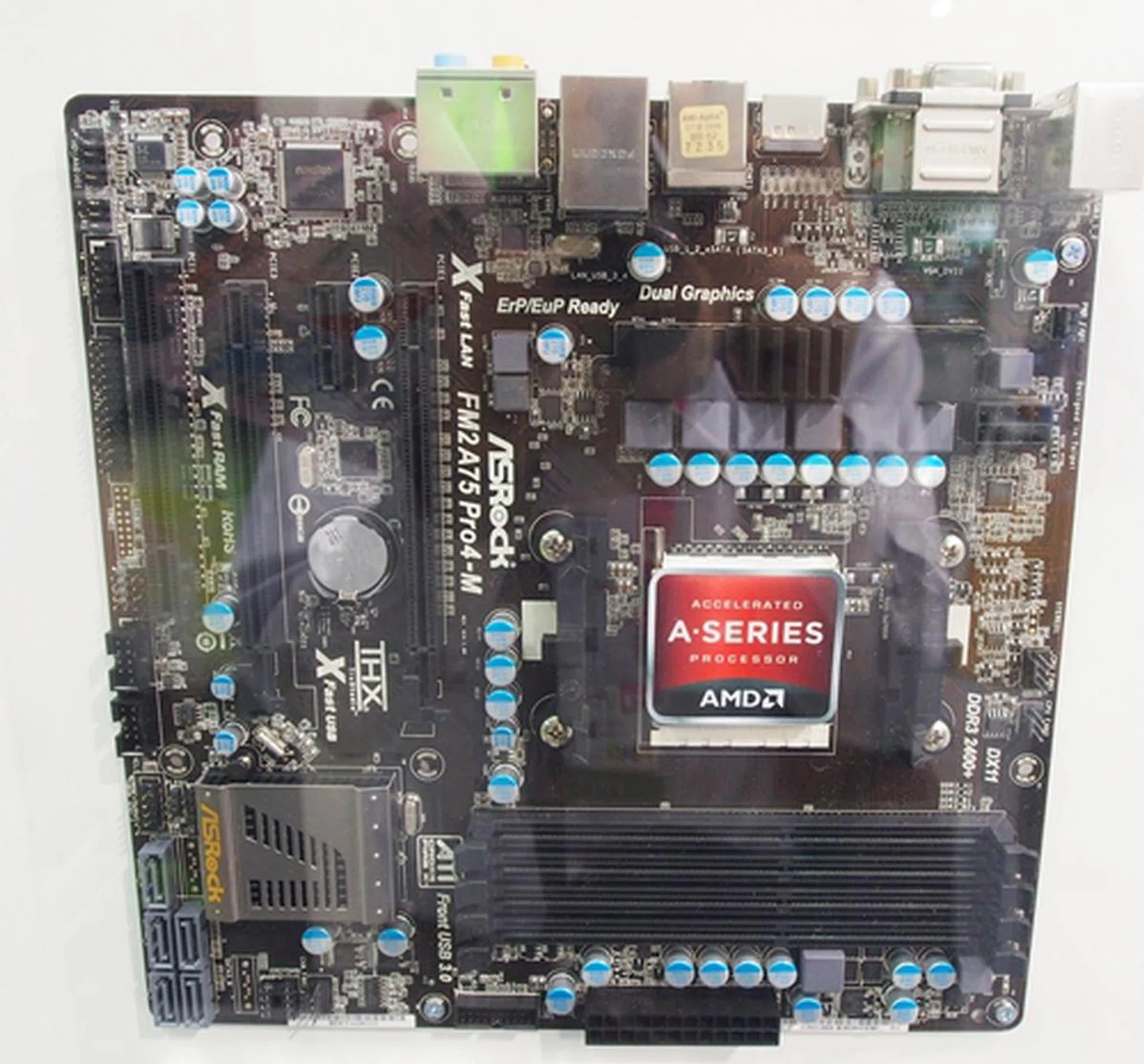 The ASRock FM2A75 Pro 4-M is a microATX board but it essentially has the same features as its larger cousin. It even has support for quad CrossFire or SLI configurations!