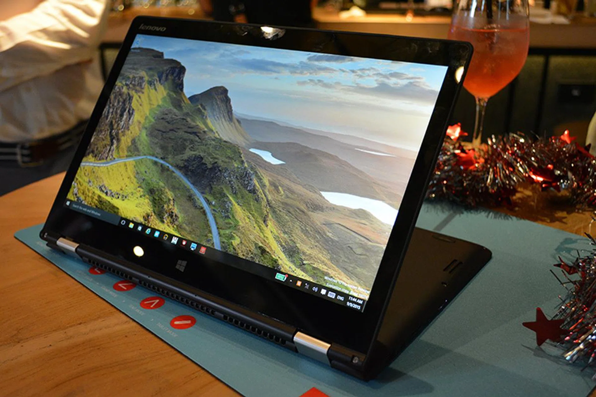 Shown here is the Yoga 700 in Stand mode, which gets the keyboard out of the way for things like movie viewing.
