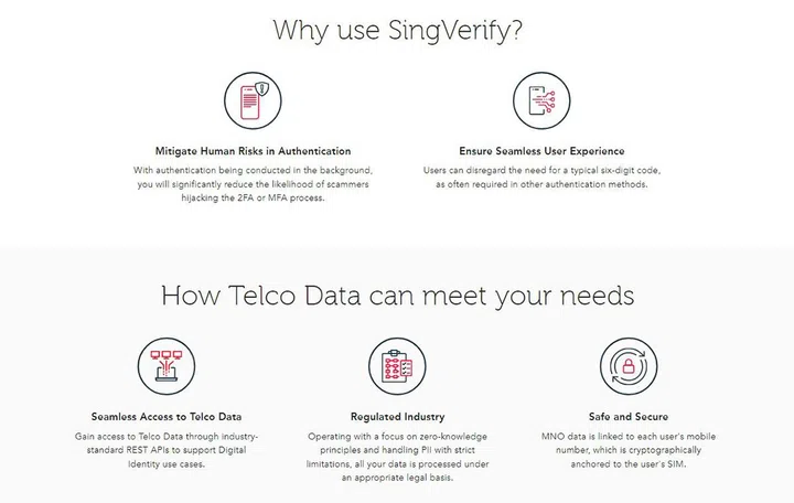 SingVerify uses its own telco data from Singtel to narrow the human risk of authentication.