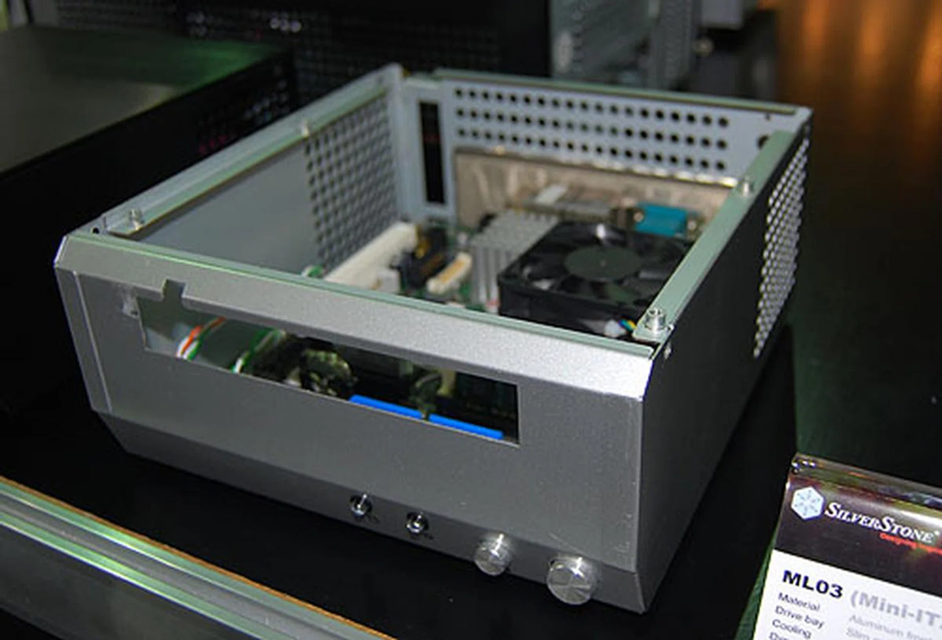  Designed for OEMs and enthusiasts who are thinking of an Intel Atom system, the mini-ITX SilverStone ML03 fits the bill with its small footprint and aluminum chassis.  