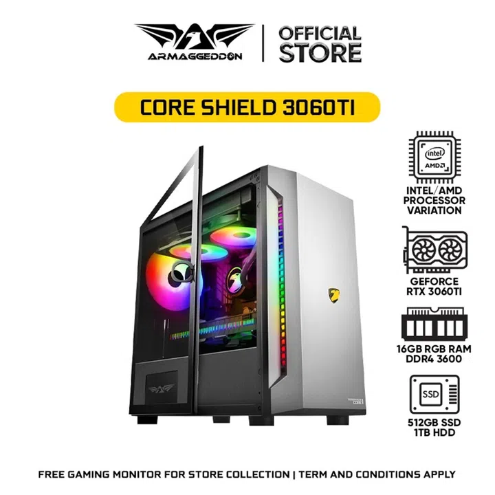 Armageddon Core Shield 3060TI Gaming PC - S$1,529 (U.P. S$2,499 - S$2,799) 
