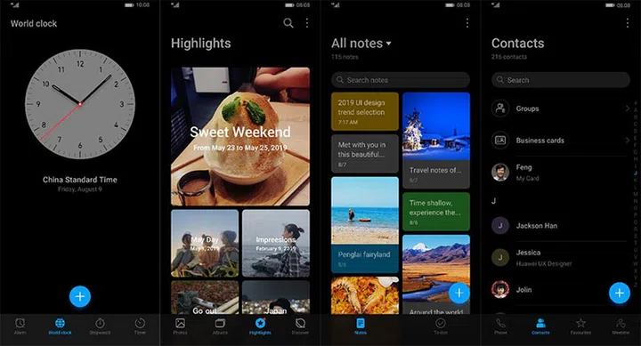 More screens in EMUI 10 Dark Mode.