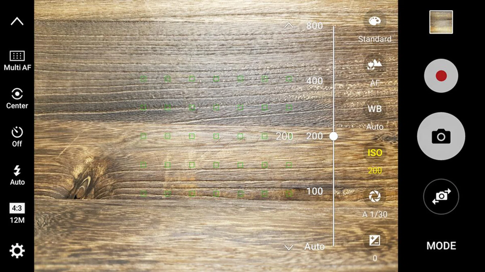 I’ve manually set ISO 200 in this scene, but I can just tap ‘Auto’ to quickly get back to Auto ISO and reset.