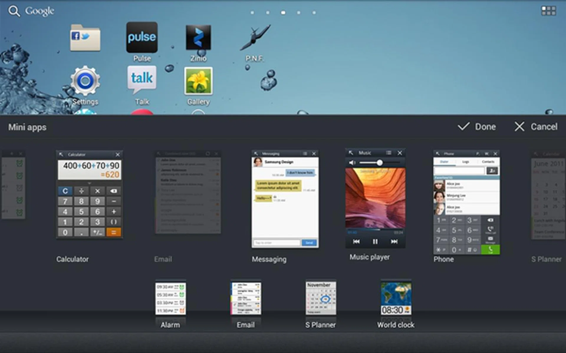 A feature seen before on the Galaxy Tab 10.1, you can now customize the app tray according to your preferences. To add or remove shortcuts on the app tray. simply press on the shortcut and drag it up or down. You can add up to 9 app shortcuts on the tray, compared to six previously.