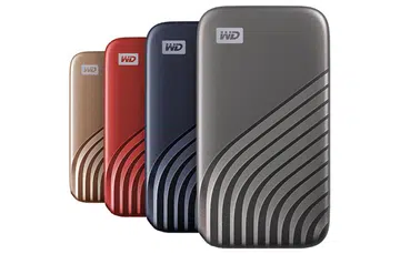 The new My Passport SSDs in their four colours.