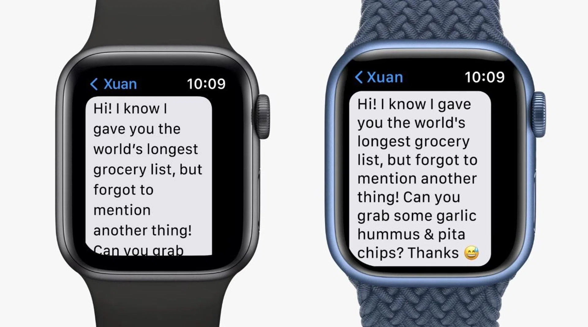 During the keynote, Apple showed this example of how much more text the new Series 7 watches can show.