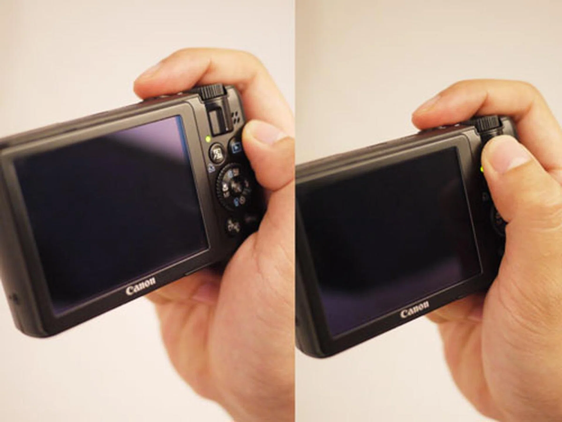 A thumb-rest beneath the mode dial helps you get a good grip on the S90.