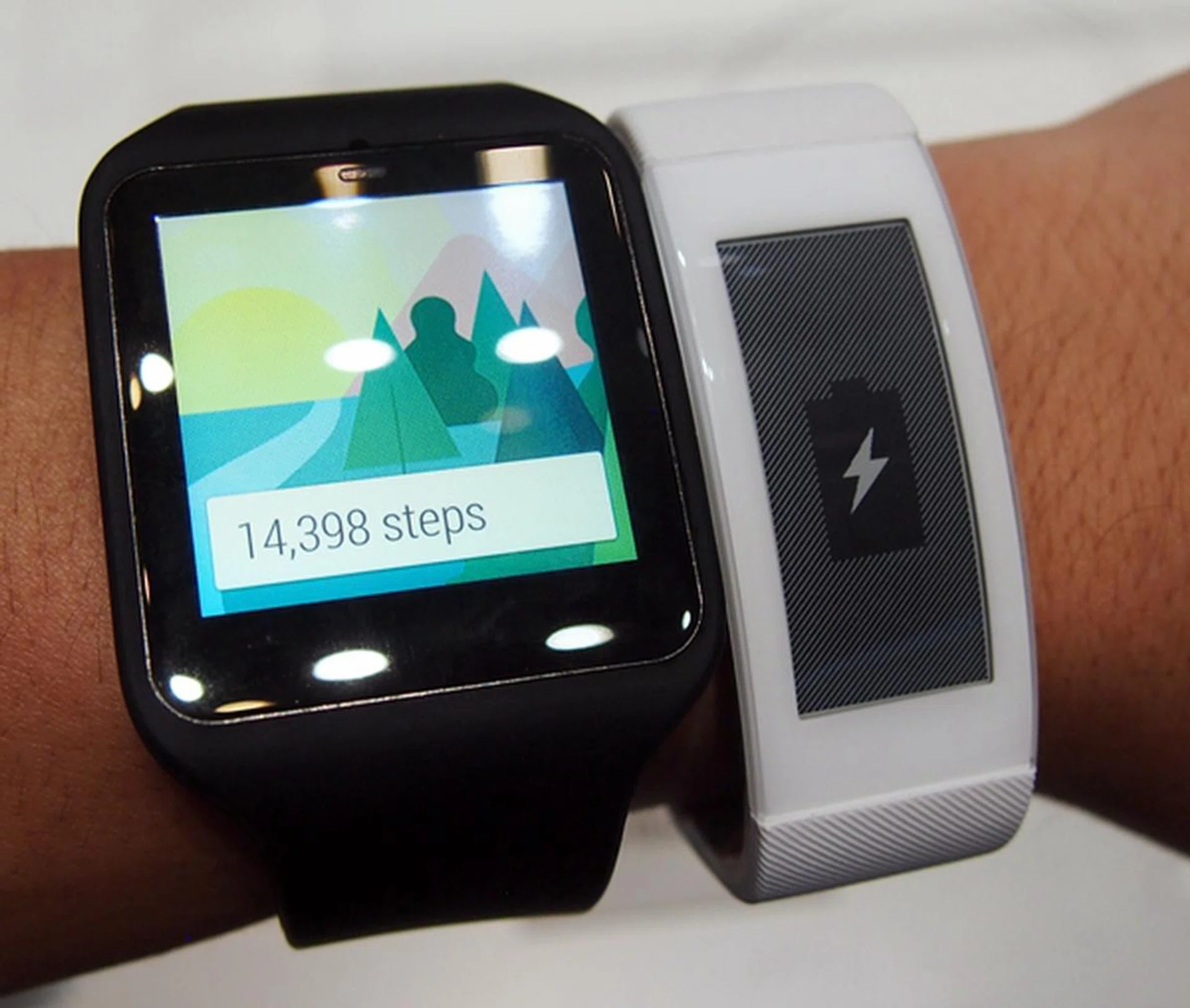 The Smart Watch 3 (left) and SmartBand Talk are Sony's latest wearable devices.