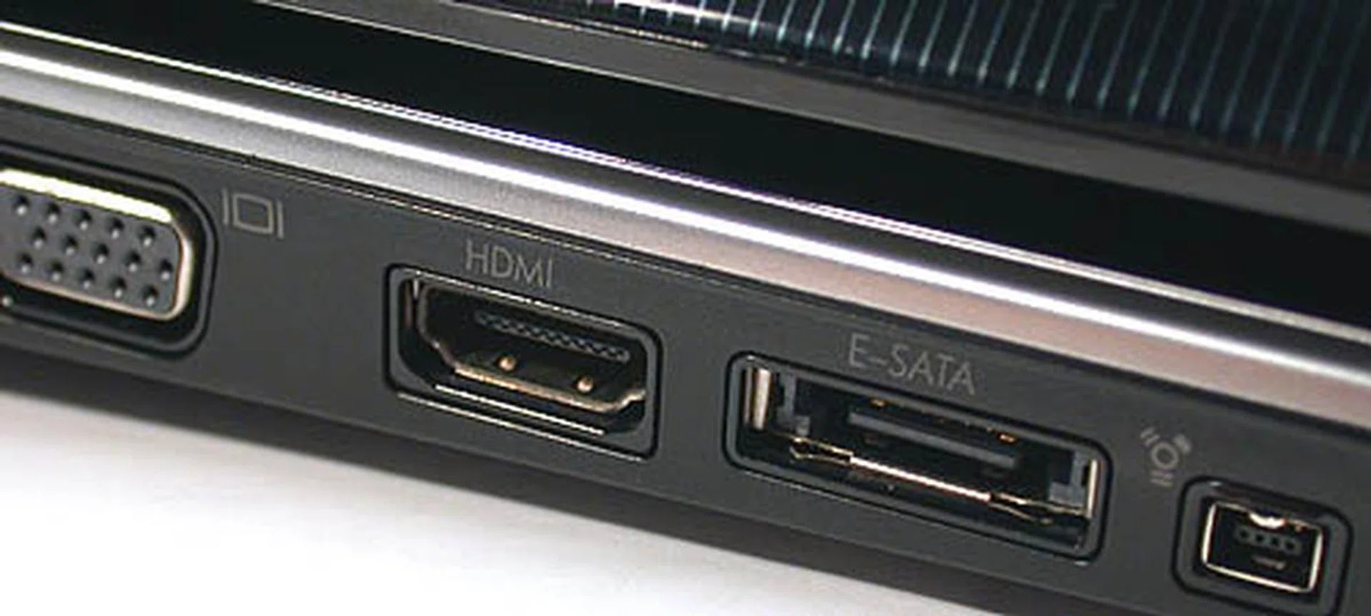 Not something that you'll see on most notebooks - HDMI and eSATA outputs.