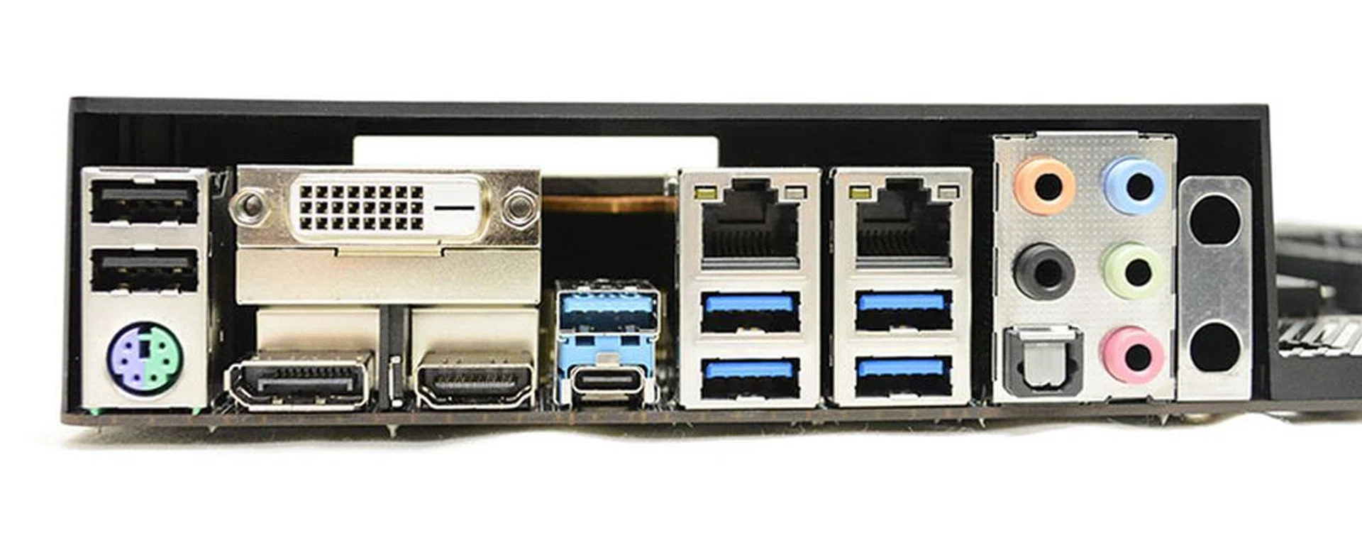 The USB 3.1 Type-A and Type-C ports are colored a lighter blue.