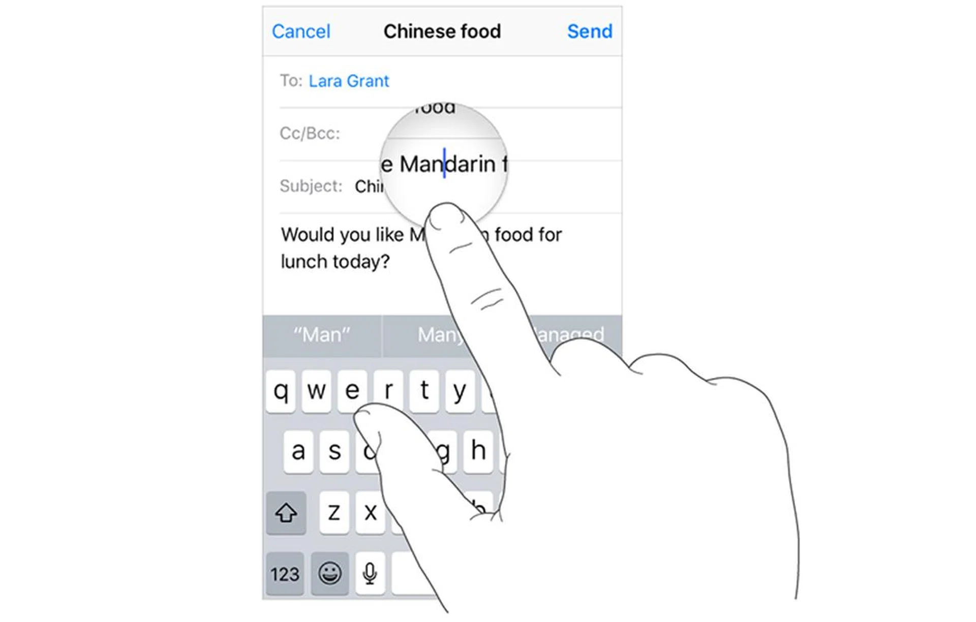 The old circular magnified text feature back in iOS 10.