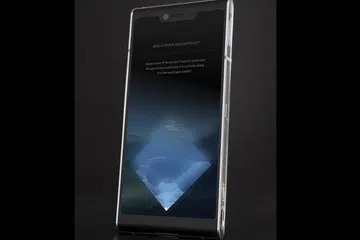 This is how the phone looks with the 2-inch multi-touch safe screen retracted. As a phone, it has a 6-inch 18:9 touch-screen, with front and rear cameras.