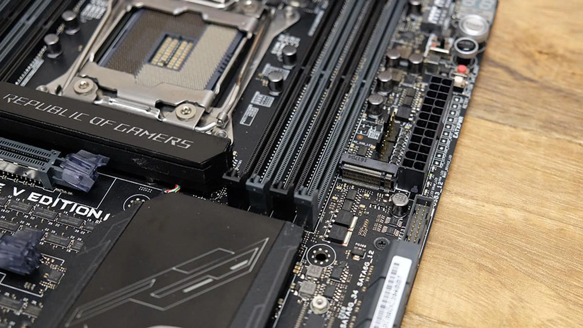 The M.2 socket is located between the 24-pin power connector and the RAM slots.