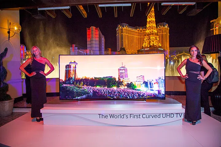 Samsung's latest 105-inch curved-screen UHD TV that comes in a unique 21:9 aspect ratio.