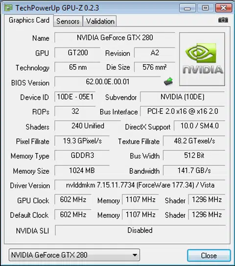 GPU-Z has been updated to correctly detect the GeForce GTX 200 and this was what we got.