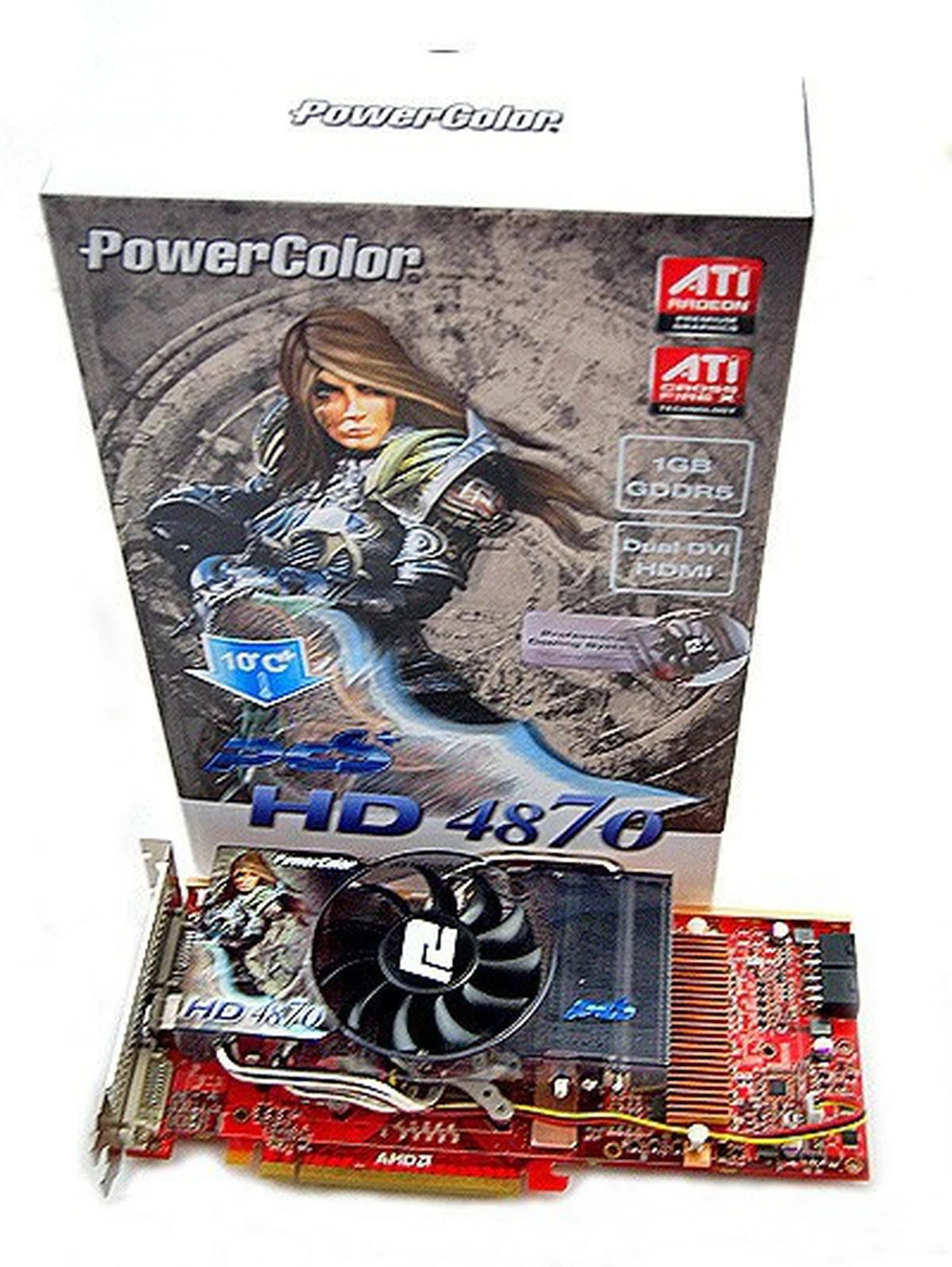 The PowerColor PCS+ HD 4870 is one of the earliest overclocked versions of the HD 4870 made available to gamers, and is packed in a compact box, which we find tasteful.