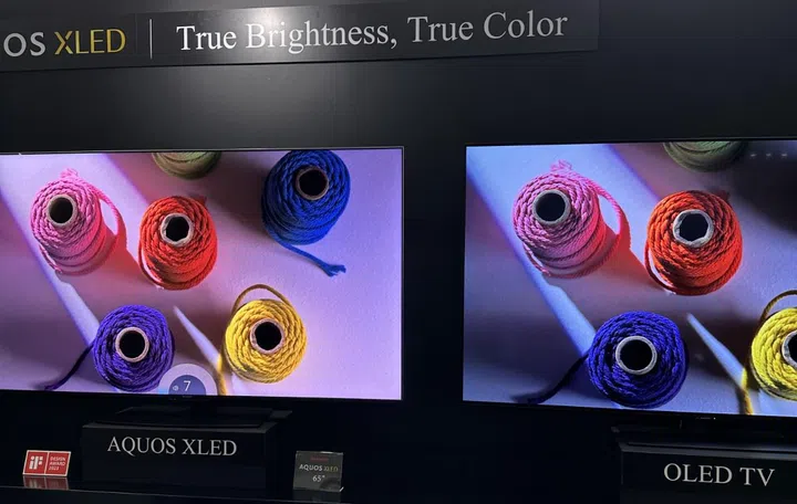 Here you can see how much brighter the AQUOS XLED TV is compared to its competition. 