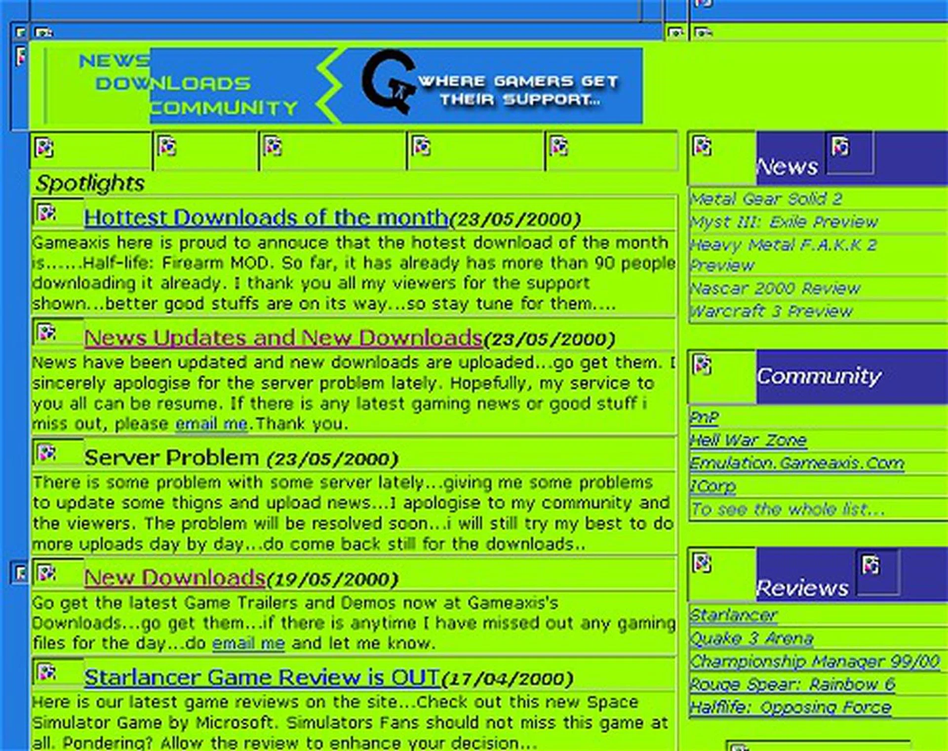  ... but check out the the funky colors of the early GameAxis homepage - quite a blast back to the past.  