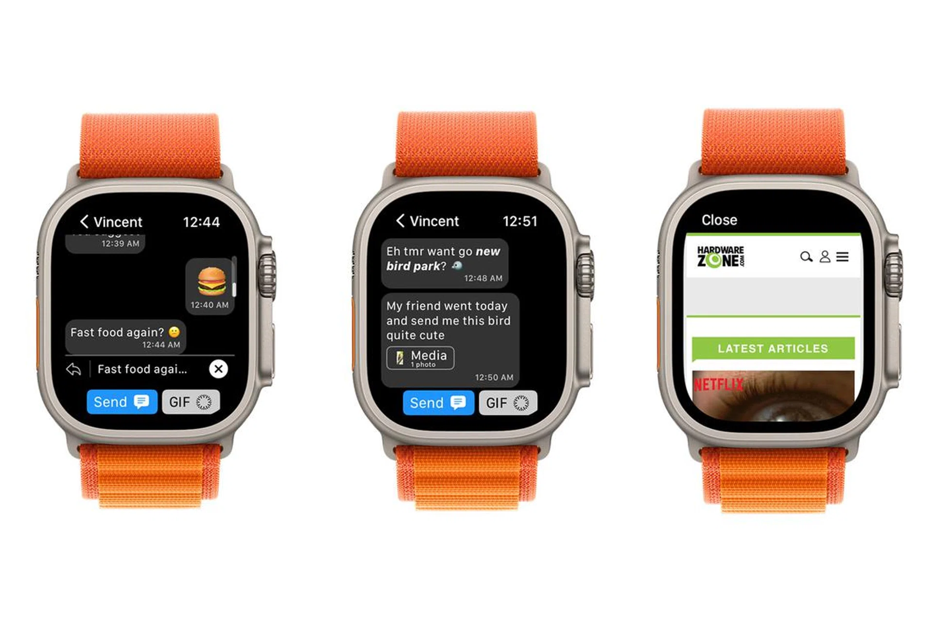 Vincent created Pigeon, an unofficial Telegram client for the watchOS, at the behest of a friend. IMAGE: APPLE