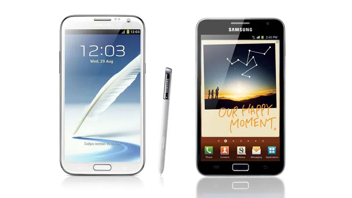 The Samsung Galaxy Note II and Galaxy Note I.