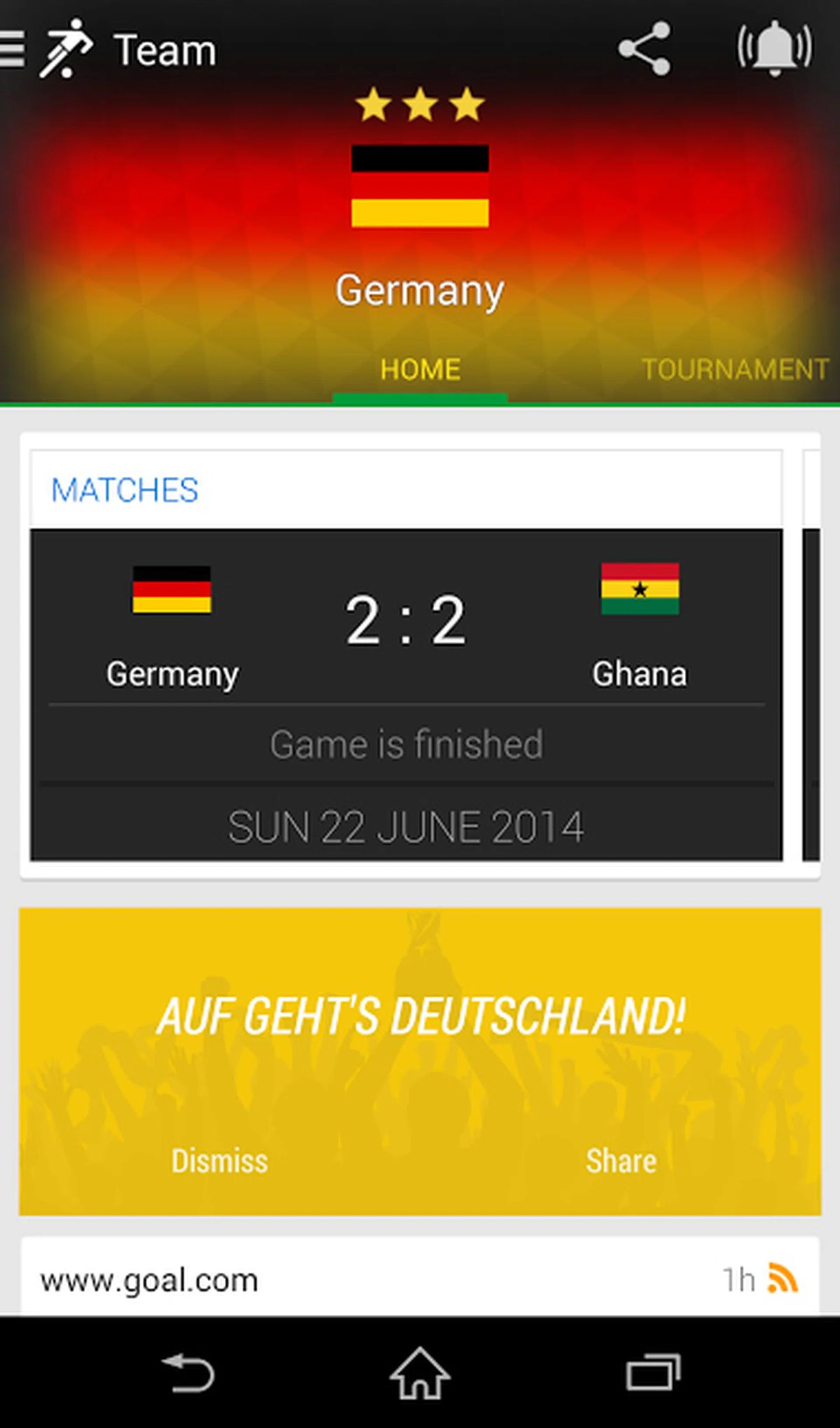 Germany is selected as the World Cup team here.