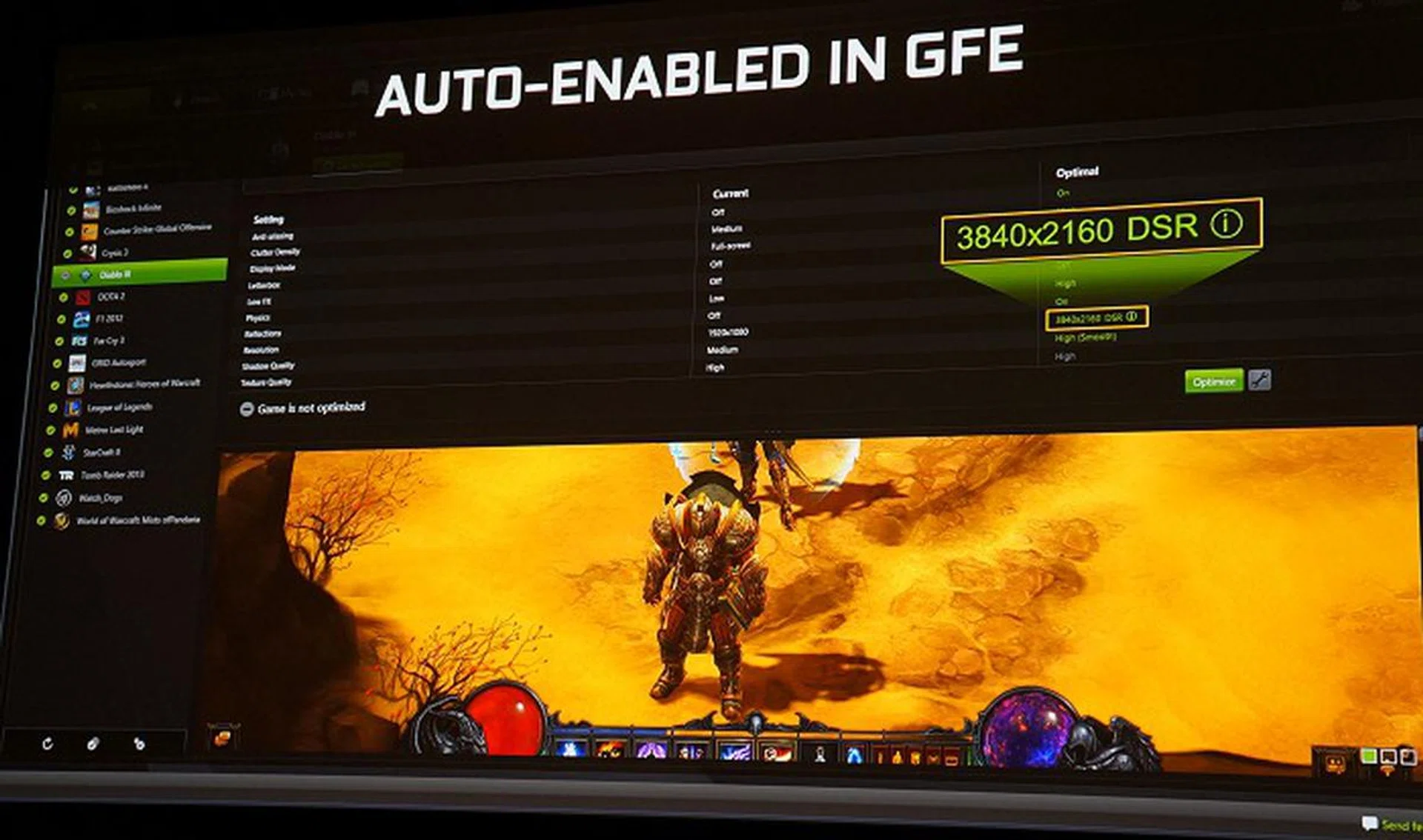 You don't have to worry about grappling with yet another feature as NVIDIA promises to offer DSR via GeForce Experience. This will ensure you reap the benefits from the new developments made by NVIDIA without requiring to know how to make use of it or if your system is able to support it. Just let GeForce Experience do its job while you enjoy your game.